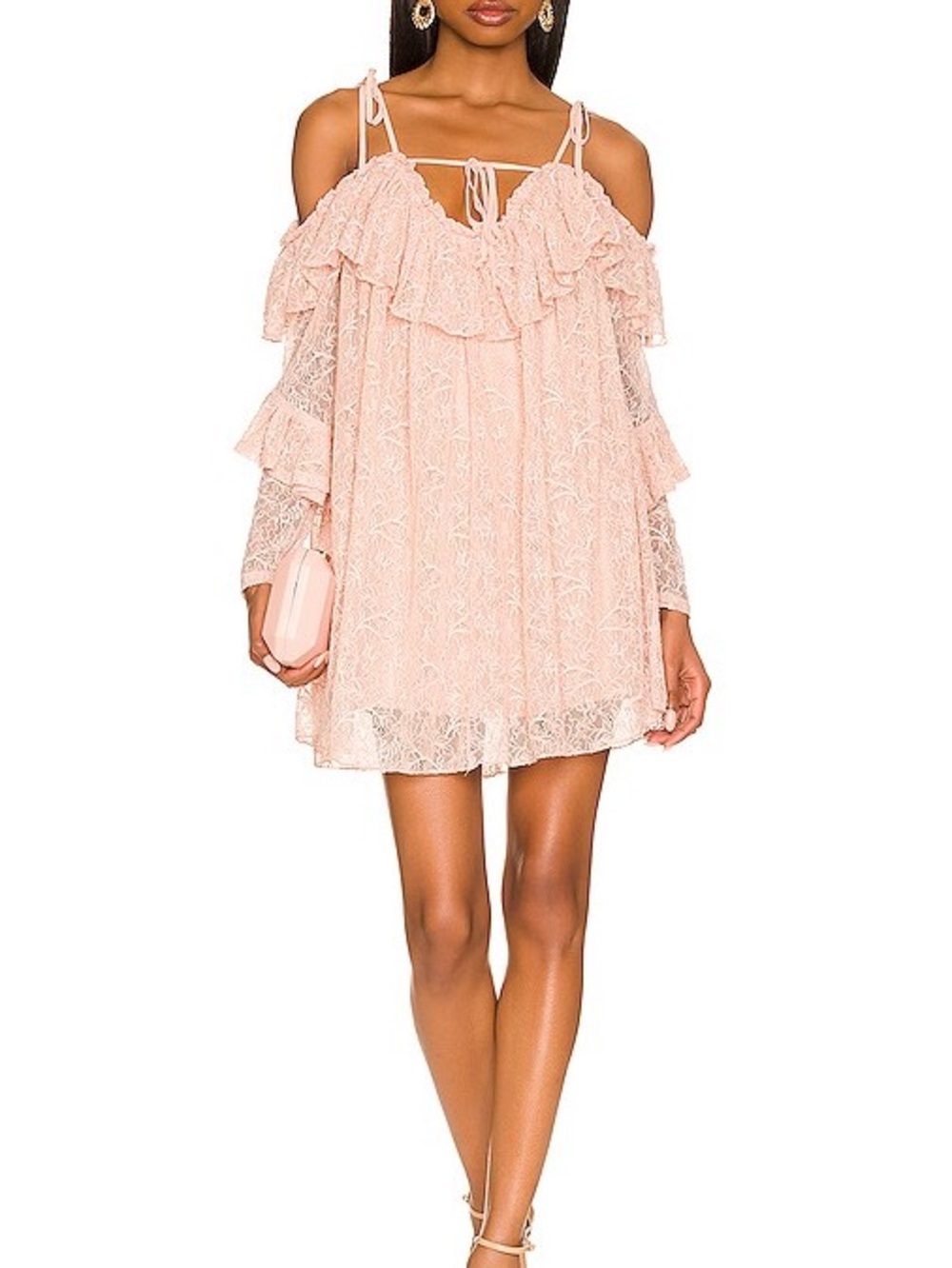 TULAROSA Solange Lace Mini Dress in Blush